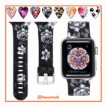 Laffav Compatible with Apple Watch Bands 40mm 38mm for Women Waterproof Durable-Gray Flower